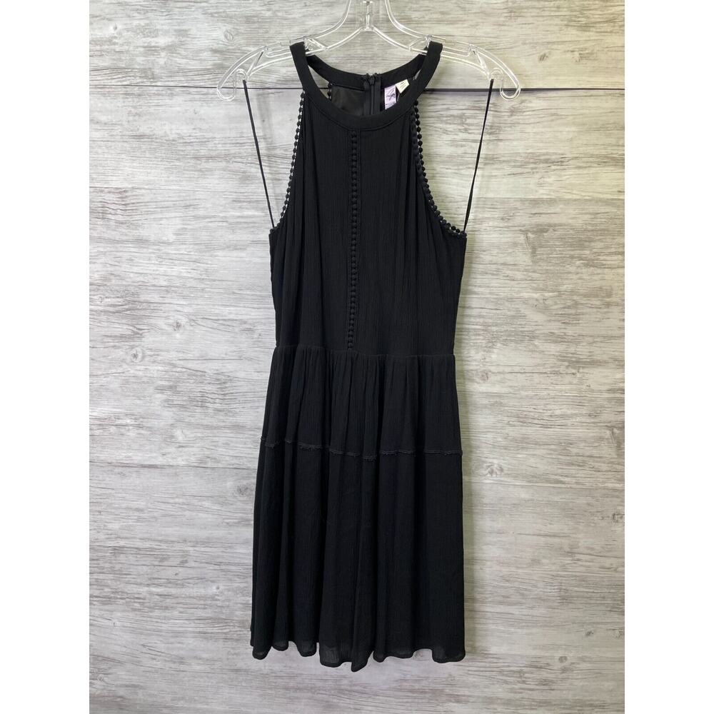 Francescas Alya Dress Womens Medium Black Sleeveless Halter A-Line Mini 90410‎